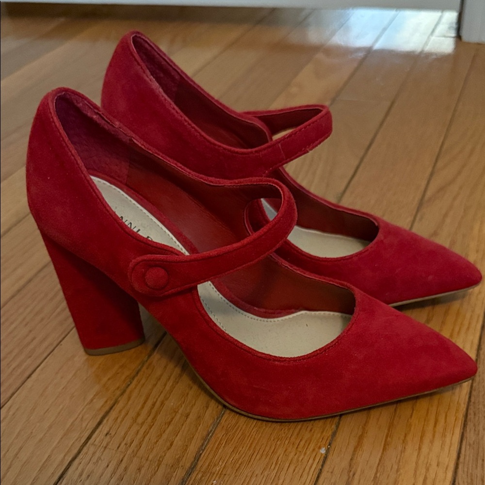 Gianni Bini Red Suede Mary Jane Heels